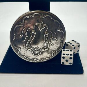 Vintage style art nouveau hand mirror silver tone vanity decor ornate design